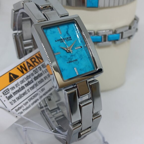 Anne Klein New York 12/7749TQST Women's 21x28mm Turquoise Watch & Bracelet Set - Picture 4 of 11